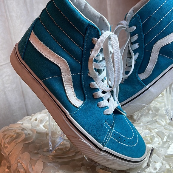 Vans of the wall Turquoise High Tops Sz skateboard shoe wmn size 6 men size 4.5 - Picture 2 of 8